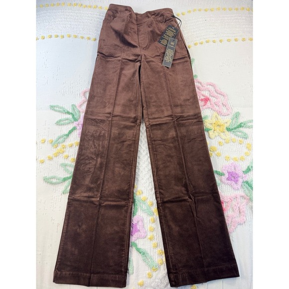 Diane Gilman Pants - DG2 Diane Gilman Brown Velvet Moleskin Wide Leg Trousers Pants Size 0 NEW